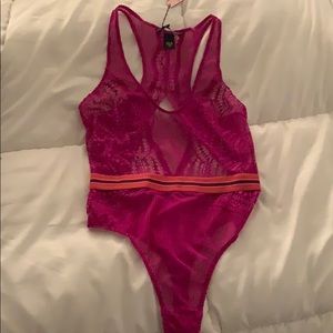 Magenta lace bodysuit